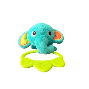 Bright Starts Blue‎ Green Elephant 10 Inch Plush Teether Baby Clip On Toy